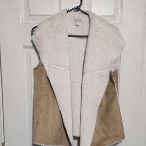 Women's Tan and Cream Vest